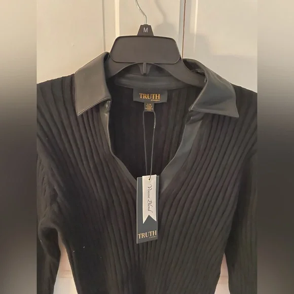 NWT Truth by Republic Leather Collared Top - Picture 4 of 6